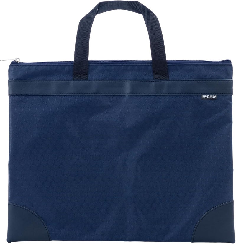 MG 12x15 in Large Zipper Pouch with Handle, A4 Foldable Lightweight Pocket Waterproof Oxford Document Storage Bag, File Organizer for Office Travel Books Papers Filing Folder – 1 Pack (Blue) - Image 1